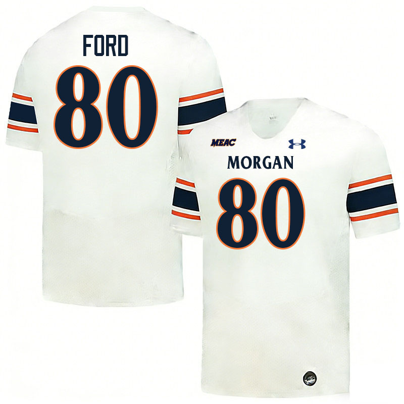 Morgan State Bears #80 Len Ford College Football Jerseys,Uniforms Stitched-White
